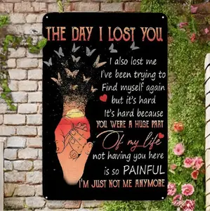 Elegant 2D Flat Memorial Metal Sign For Honoring Loved Ones In Outdoor Yards And Cemeteries Measuring 12 By 8 Inches