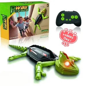 Remote Control Wall-Climbing Lizard Toy LED Glowing Eyes 360° Drift Soft Rubber Reptile for Indoor Party Holiday Gift Rechargeable Electric Toy