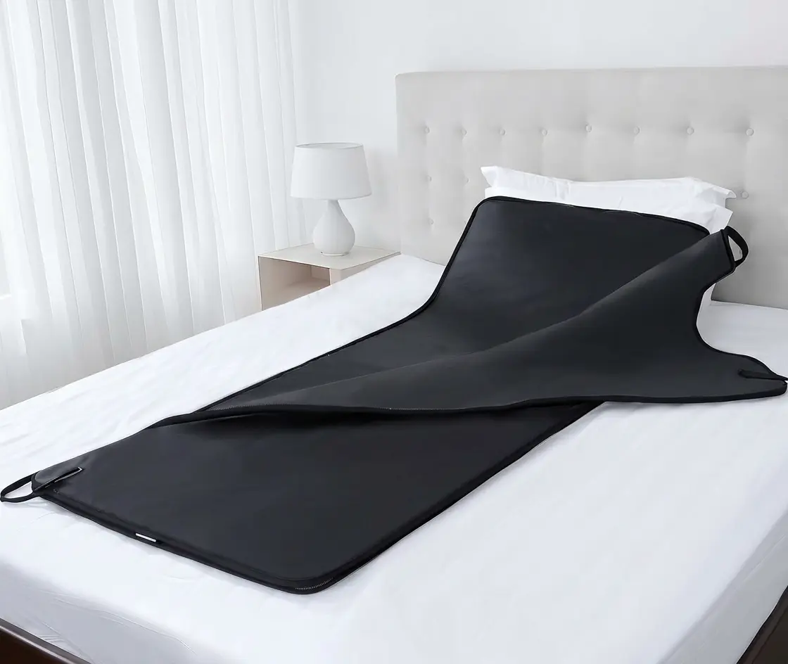 Low EMF Carbon Crystal Carbon Fiber Infrared Sauna Blanket for Home Travel, Automatic Foldable Lightweight Sleeveless Black TPU Portable Dry Sauna Bag with Timer, Storage Bag, 5.9ft×2.6ft for Relaxation Detoxifies, 5.9X2.6 Ft, 60 To 69 In