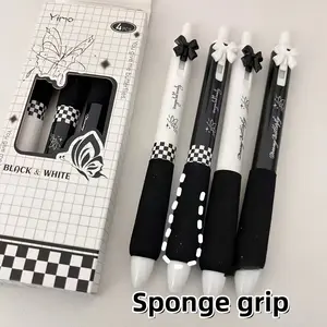 4pcs Signature Ballpoint Pens, Bow Tie Pen Caps, Smooth Writing Experience, Comfortable Grip, Holiday Gift Filler, Writing Stationery