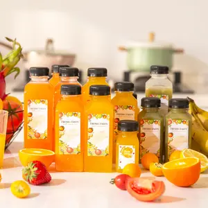 FIXWAL 56pcs 12oz Plastic Juice Bottles with Caps, 8 oz Reusable Clear Bottle for Juicing, Milk, Smoothies and Other Beverages