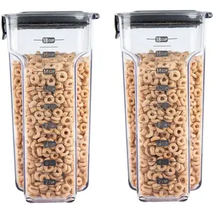 International ProKeeper+ Clear Plastic Airtight  Baker's Kitchen Storage Organization Container Canister Set with  Accessories, 2-  Set (Cereal 4.5-Quart)