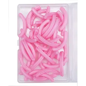 80 pcs Eyelash Curler Refills, Eyelash Curler Pads, Silicone Rubber Universal Eye lash Curler Replacement Refills with Clear Storage Box (Pink)