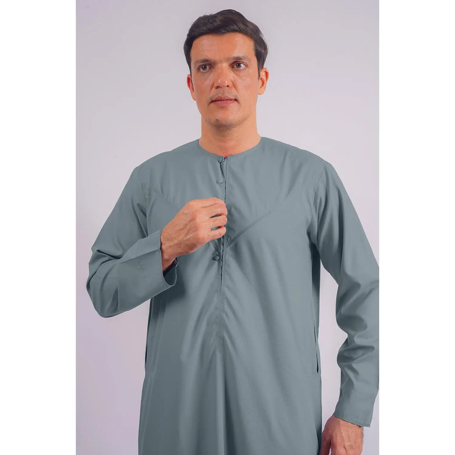 Classic Emirati Thobe - Dusty Blue