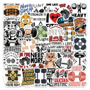 54pcs Fitness Inspirational Stickers | Creative Graffiti Decals for Roller Skating and Cycling, Self-Adhesive, Single Use, Mixed Color