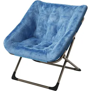 Garvee Comfy Saucer Chairs for Adults, Foldable Living Room Chairs, Faux Fur Lazy Chair with Metal Frame, 300 LB Capacity, No Assembly Required for Bedroom, Dorms, Apartments