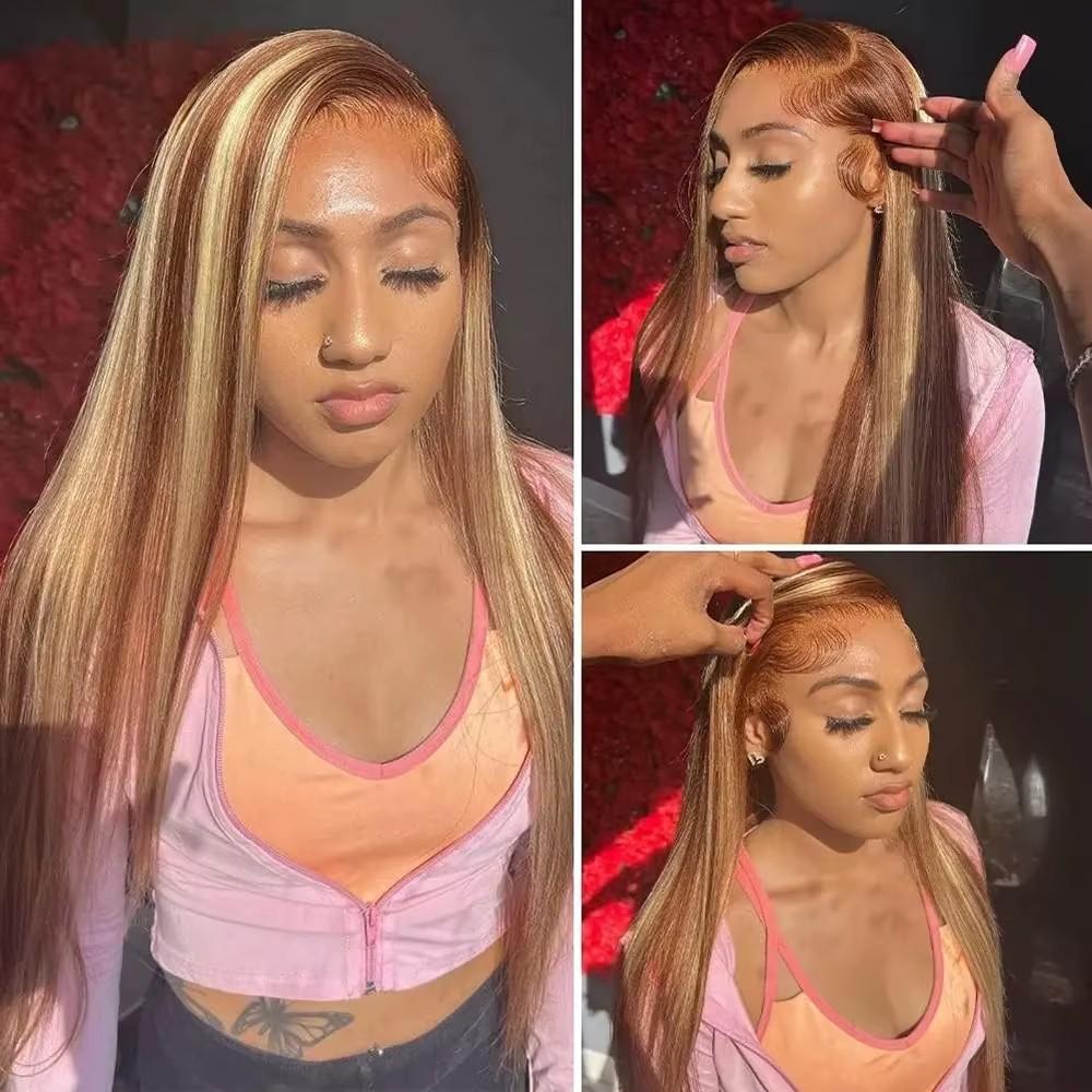 [NEW IN] Hot Star Highlight P4/27 Color 13X6 HD Transparent Lace Front Body Wave and Straight Wigs Human Hair Pre Plucked With BabyHair