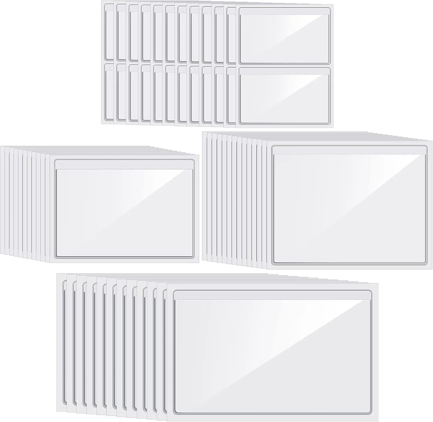60 count Clear Adhesive Pockets 4 Sizes Self Adhesive Index Card Pockets Self Photo Sleeves Business Clear for Planners and Binders