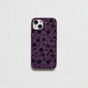 Vintage Black Rose Vine Floral Silicone Phone Case, Large Hole Shockproof Cover for iPhone 17 Pro Max 16 15 14 13 12 11 Plus Air Pro, Artistic Floral Gift for Daily Use