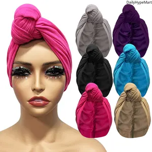 Fashion Twisted Knotted Turban Hat - Summer Solid Comfort Daily Headwear for Head Care