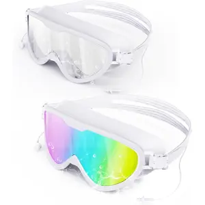 2 Pack Swimming Goggles Full Rim - Anti-Fog, UV Protection & Leak Proof - Great for Men, Women & Teens
