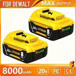 2Pack 8.0Ah Replacement Battery for Dewalt 20V Max Lithium DCB208 200 206 203 Cordless Power Tools Upgraded 8000mAh Reliable Safe