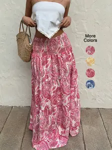 Women's Paisley Print Boho Maxi Dress, Comfortable Woven Fabric, Fitted Style, Perfect for Vacation & Casual Wear, Womenswear, Bohemian, Casual Boho Chic