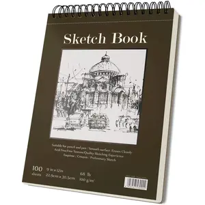 9" x 12" Sketch Book, Top Spiral Bound Sketch Pad, 1 Pack 100 Sheets 68lb/100gsm, Acid Free Art Sketchbook Artistic Drawing Painting Writing Paper for  Adults Beginners Artists