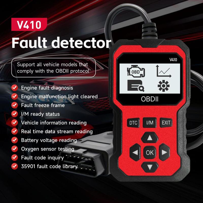OBD2 Scanner V410 Instant Fault Code Reader & Voltage Check OBDII/CAN Full System Diagnosis 10 Second Analysis Car Diagnostic Tool Automotive Tester