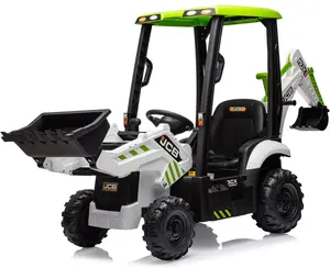 4 in 1 JCB Ride On Excavator, 12V Kids Excavator Ride On Toy with Remote Control & Front Loader & Digger, Four Transformable Forms Kids Ride On Car Toy