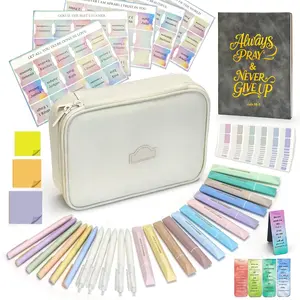 Bible Study Supplies Journaling Kit with No Bleed Highlighters, Tabs, Notebook and Pen Case Annotation Kit, Bible Study Accessories Tools Set for Women, Students, Beginner Christian Gifts