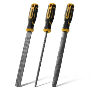 TOOLMAYS Wood Rasp File Set 3PCS, 200mm Wood Flie Set Includes Flat Butt Rasp, Half Round and Round Rasp, Wood Files for Woodworking Hand Tools