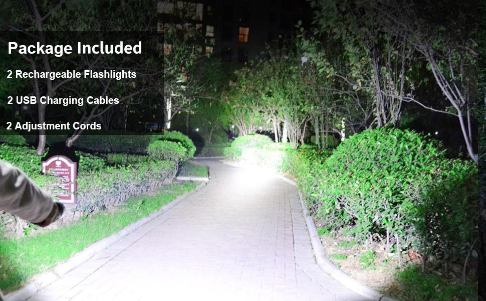 Rechargeable Flashlights 90000 High Lumens - 2 Pack, Super Bright 12 Hours Long Life LED Flashlight with 5 Modes, High Powered Flash Light for Home, Outdoor