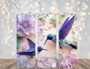 20 OZ HUMMINGBIRD DESIGNS 8 OPTIONS INSULATED SKINNY TUMBLER W/ STRAW