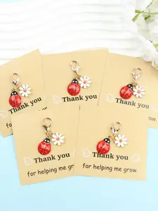 Cute Ladybug Design Keychain, Thank You Keychain Gift with Flower & Bug Charms, Personalized Keychain for Teachers and Graduates, Lucky Charm Ladybug, Perfect Gift