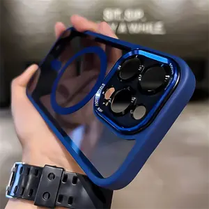 Transparent For Magsafe Phone Case For iPhone 16 15 14 13 12 11 Pro Max Camera Protector Funda for iPhone 16 15 14 Plus Cover
