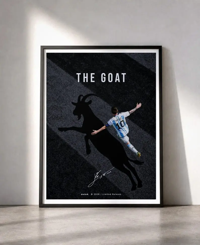 The GOAT Mes.si Poster Vertical Poster, Soccer Wall Art