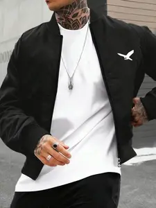 Men's Long Sleeve Jacket Spring Summer New Sports Coat Baseball Collar Flight Jacket Casual Outdoor Running Jacket Fashion Retro Zipper Cardigan Vest Solid Color Simple Basic Design With Pockets Menswear Tops Beige Plain Red