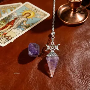 2pcs Amethyst Spirit Pendant Paired with Natural Stone Ornaments