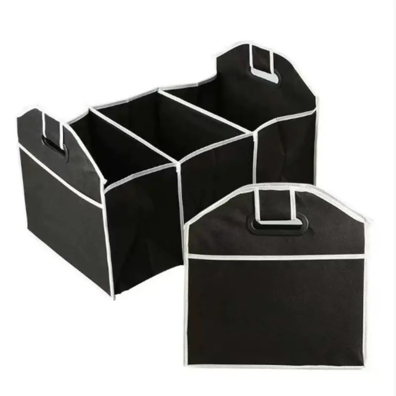 1Pc General Motors Trunk Organizer, A Portable, Foldable, Waterproof Car Storage Bag With 3 Compartments, Suitable For SUVs, Trucks, Vans, And Sedans, A Christmas Gift, Car Storage Organizers
