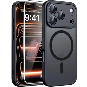 Iosst MaIy Cellphone Case Screen Protector For Apple Iphone 17 16 15 14 Compatible with Magsafe] Translucent Matte Cases with [Full Camera Protection] [Screen Protector] Military Grade Shockproof Protective Phone Cover