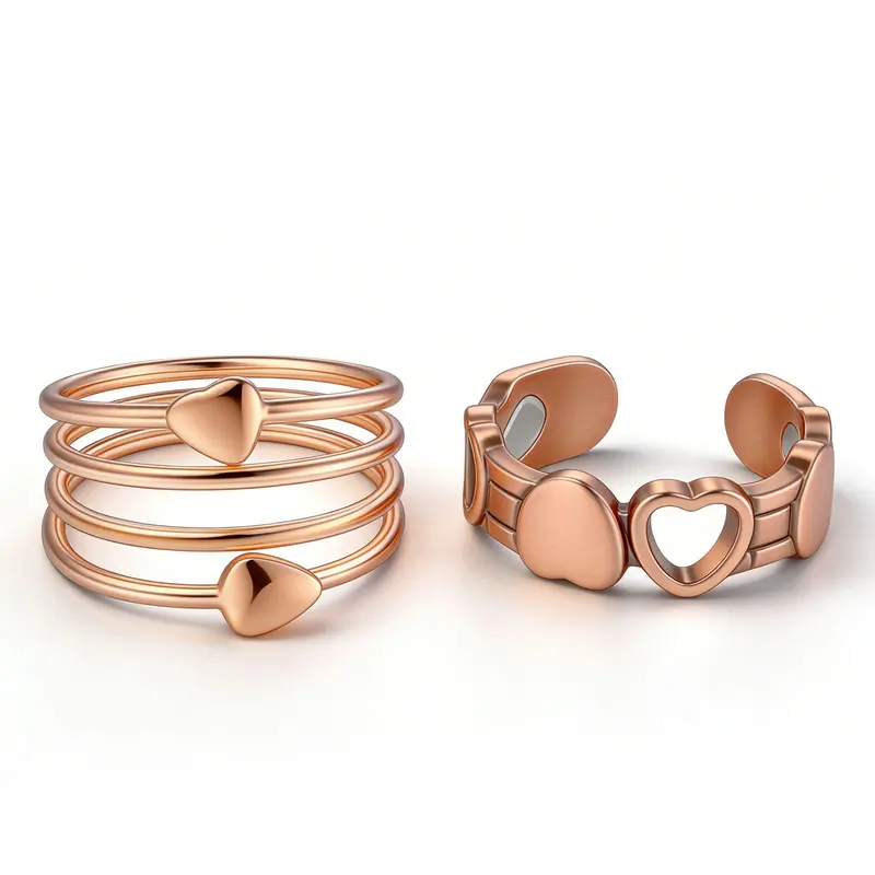 September Laurel Rose Gold Magnetic Rings for Women – Adjustable Heart-Shaped Energy Rings, Stylish Copper Therapy Jewelry for Daily Wear and Gifting September Laurel Valentine’s Day gift