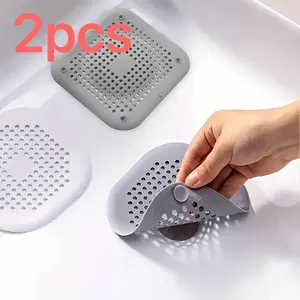 2pcs Hair Filter Set, Bathtub and Shower Drain Plugs, Anti Clogging Drainage, Includes Kitchen Odor Plug and Sink Filter Mesh, Bathroom Essential