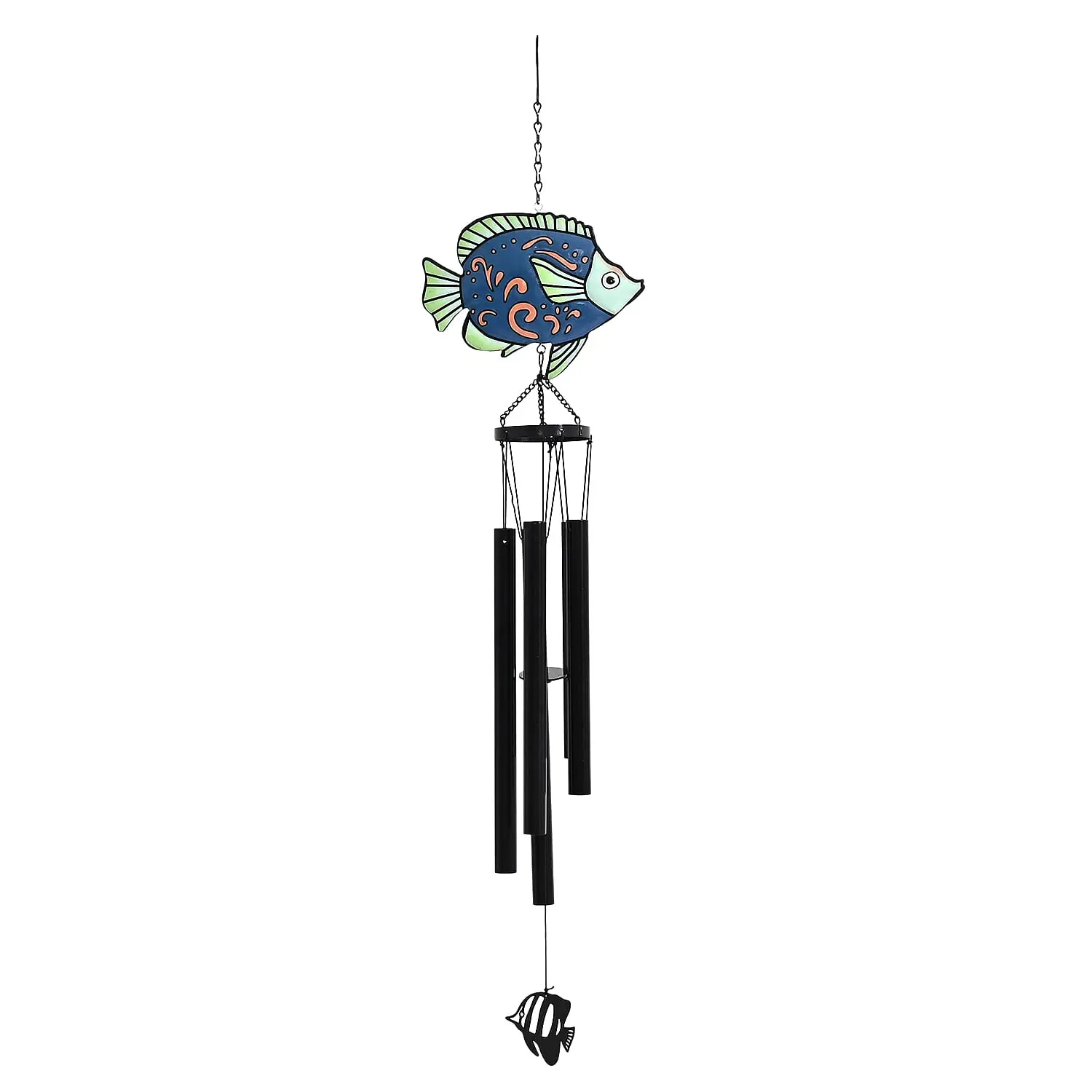 Livmore Fish Design Welcome Wind Chime with 5 Iron Tube