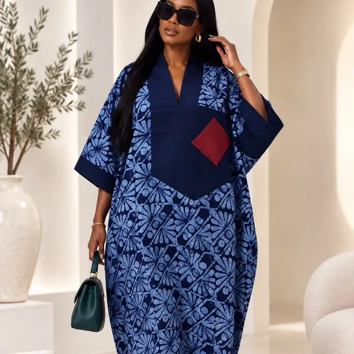 Women's Modest Islamic Lola Boubou Kaftan - Flowy Long Printed Clothes, Colorful Long Printed Kaftans, Effortless Chic, Unique Patterns, Comfortable Fit That Fits