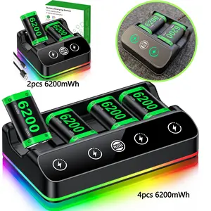 2/4pcs 6200mWh RGB Rechargeable Battery for Xbox Series X|S/Xbox One Controllers,Rechargeable Battery Pack Compatible with Xbox Series X & S Skins Accessories