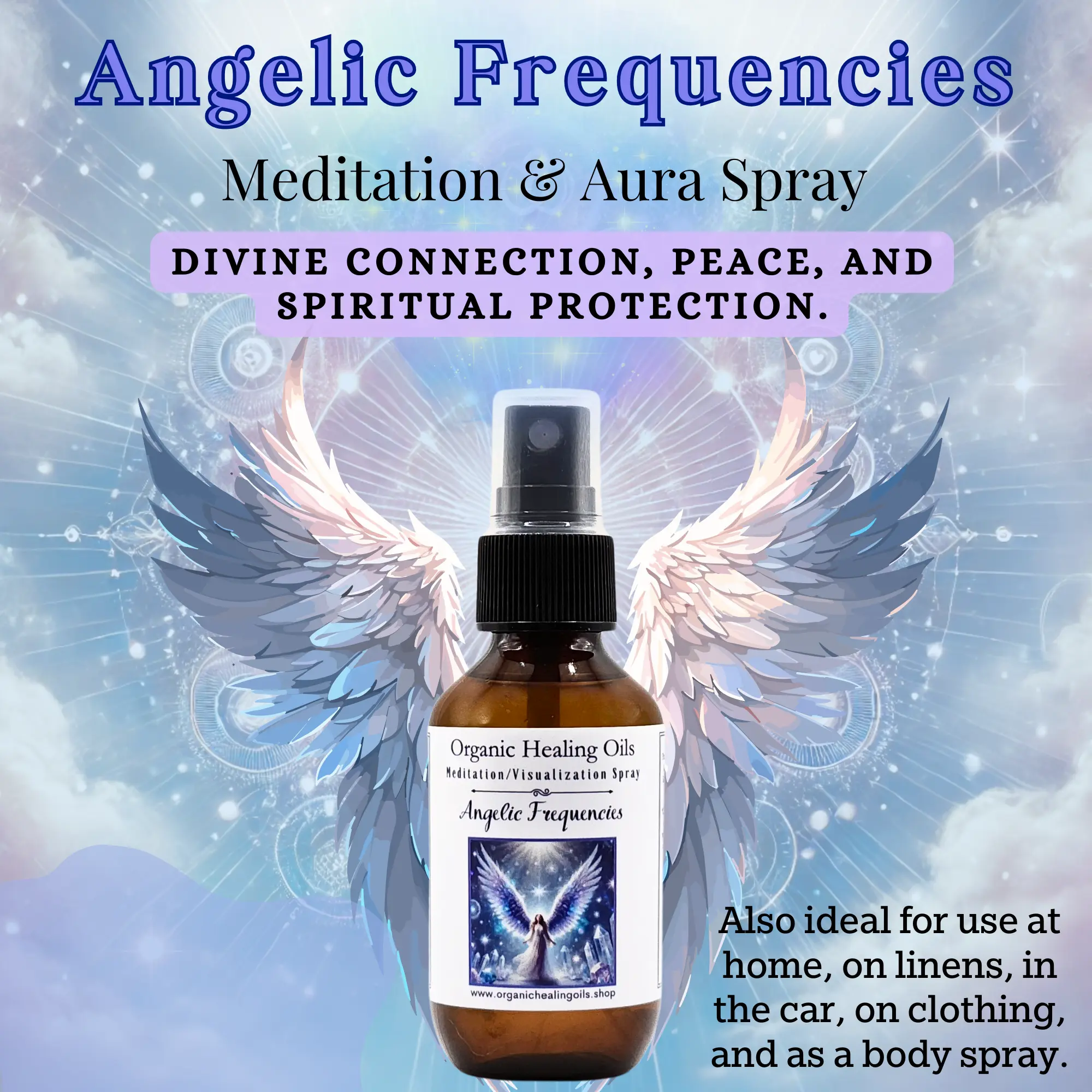 Meditation Aura Spray | Angelic Frequencies Spray |  Peace, Divine Connection, and Spiritual Protection |2oz/60ml
