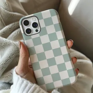 Mackenzie Childs Dusty Teal Checkered Phone case for Iphone