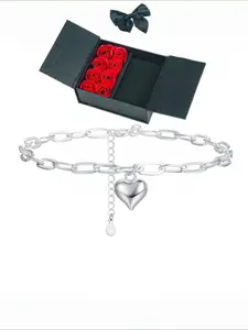 925 Sterling Silver Love pendant Paperclip Link Chain Bracelet for Women With gift box Heart Charm Bracelet