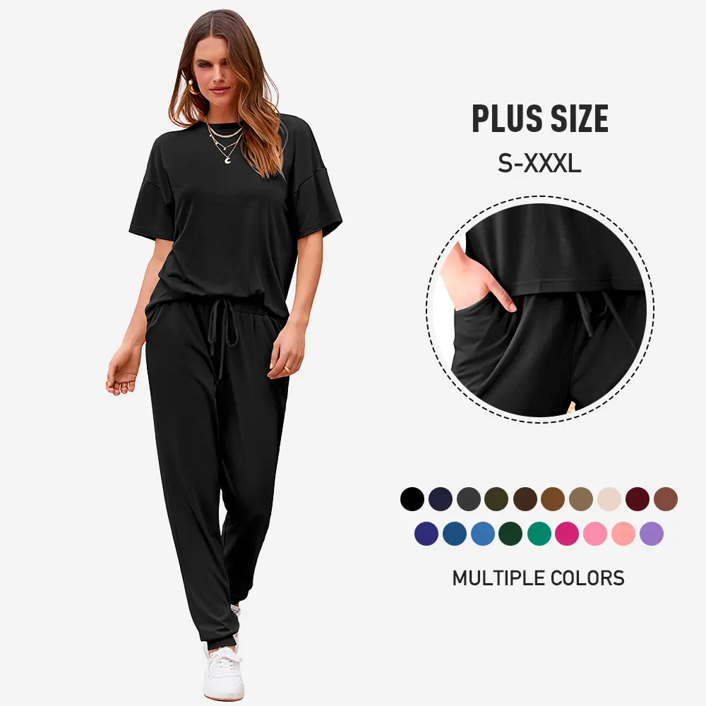 PrettyGarden Women's 2-Piece Set Summer Outfits S-XXXL Crew Neck Short Sleeve Tracksuit Jogger Set With Drawstring and Pockets Comfy Lounge Wear#springtok PrettyGarden Women's 2-Piece Set Summer Outfits S-XXXL Crew Neck Short Sleeve Tracksuit Jogger Set With Drawstring and Pockets Comfy Lounge Wear#springtok