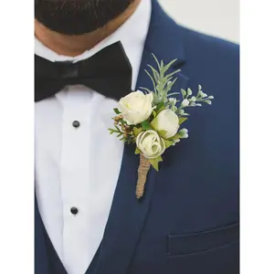 Rinlong 6Pcs Daisy & Rose Assorted Boutonnieres Durable Metal Pins Drop Set Pins