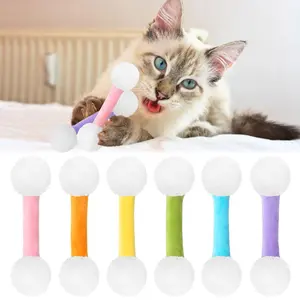 6Pcs Funny Swabs Catnip Toys for Indoor Cats - Soft Plush Kicker Stick Set - Interactive Boredom Relief Teeth Cleaning Chew Toys for Kittens & Seniors