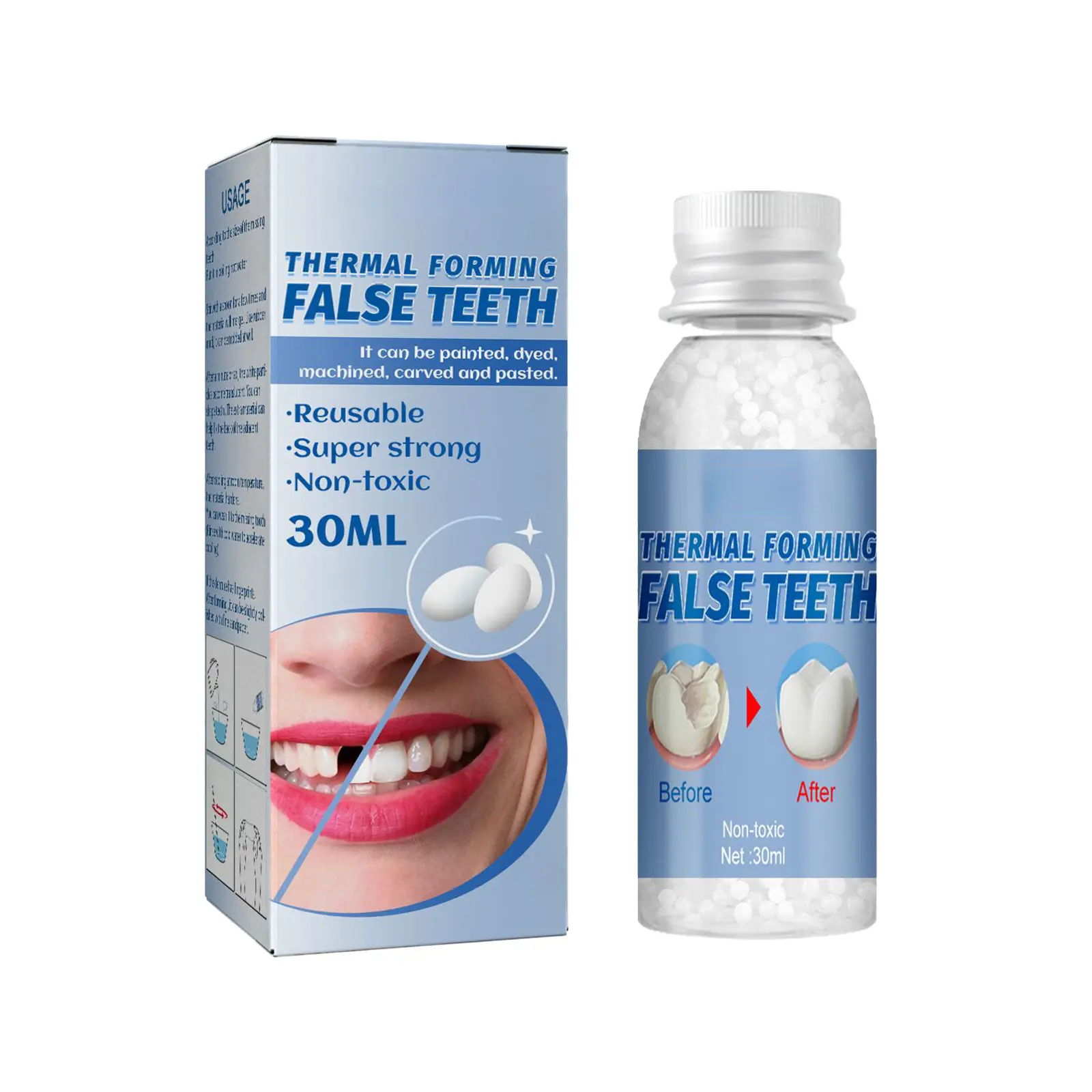 30ml Mild Lightweight Oral Care Dental Kit, Moldable Dental Gel Dentures Temporary Filling Cavities, Teeth Fillings Temporary Tooth Filling