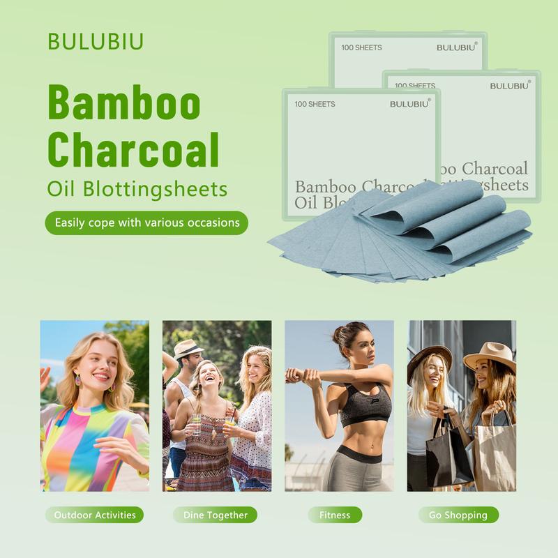 Blotting Papers for Oily Skin & Makeup Lovers - 50 Sheets with Mirror and Powder Puff | Bamboo Charcoal Absorbs Excess Oil, Keeps Skin Fresh and Matte Throughout the Day