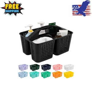 Portable Shower Caddy, Caddy Organizer with Handle, Plastic Shower Basket Hold Soap, Shampoo Black