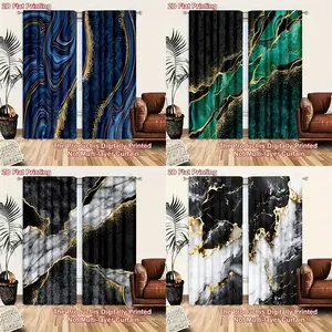 2 pieces/set of 2D flat printed marble patterned curtains, light and transparent, suitable for warm bedrooms, fashionable offices, stylish kitchens, warm living rooms, and quiet study rooms, Home Textile