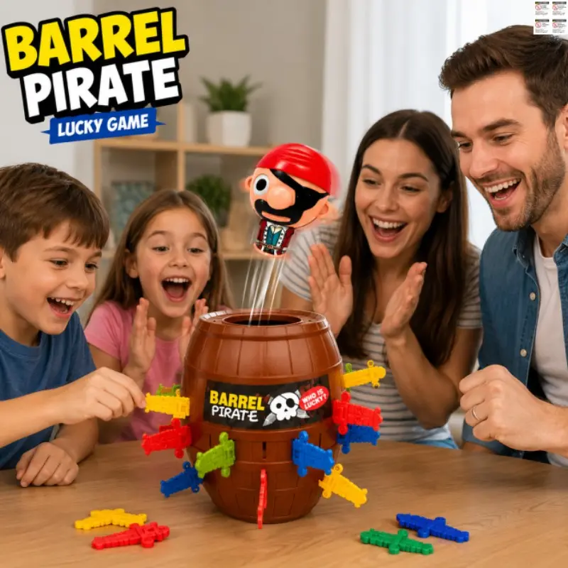 BARREL PIRATE Pop Up Pirate Board Game, Fun Tabletop Game - Family and Preschool Kids Games for Family Game Night, Ideal for Preschoolers, Summer Activities, Weekend Games - 2-4 Players - Ages 3 Years and Up, Pirate Toys, Pirate Accessories
