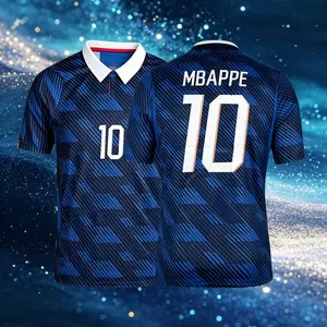 2026 France National Home Blue 10# Mbappe 7# Dembele Short And Long Sleeve Soccer Jersey Fans Version