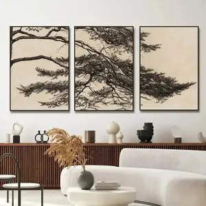 3pcs/set Vintage Pine Tree Branch Drawing Posters and Prints Canvas Painting Western Wall Art Picture for Living Room Home Decoration Cuadros