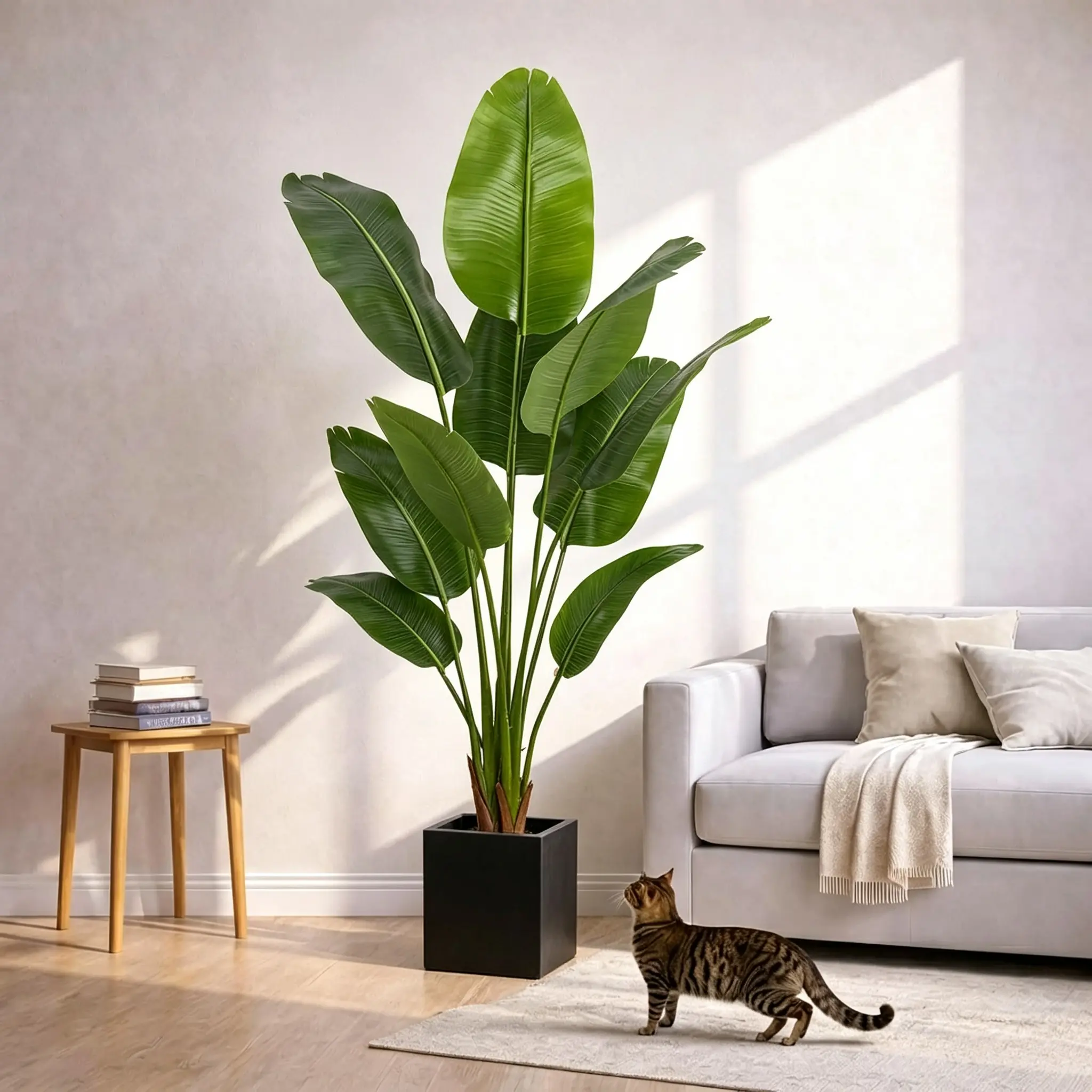 Artificial bird of paradise 160cm simulation potted plant simulation trunk leaves simulation potted plant is suitable for indoor and outdoor modern decoration, home office living room bedroom balcony housewarming gifts.